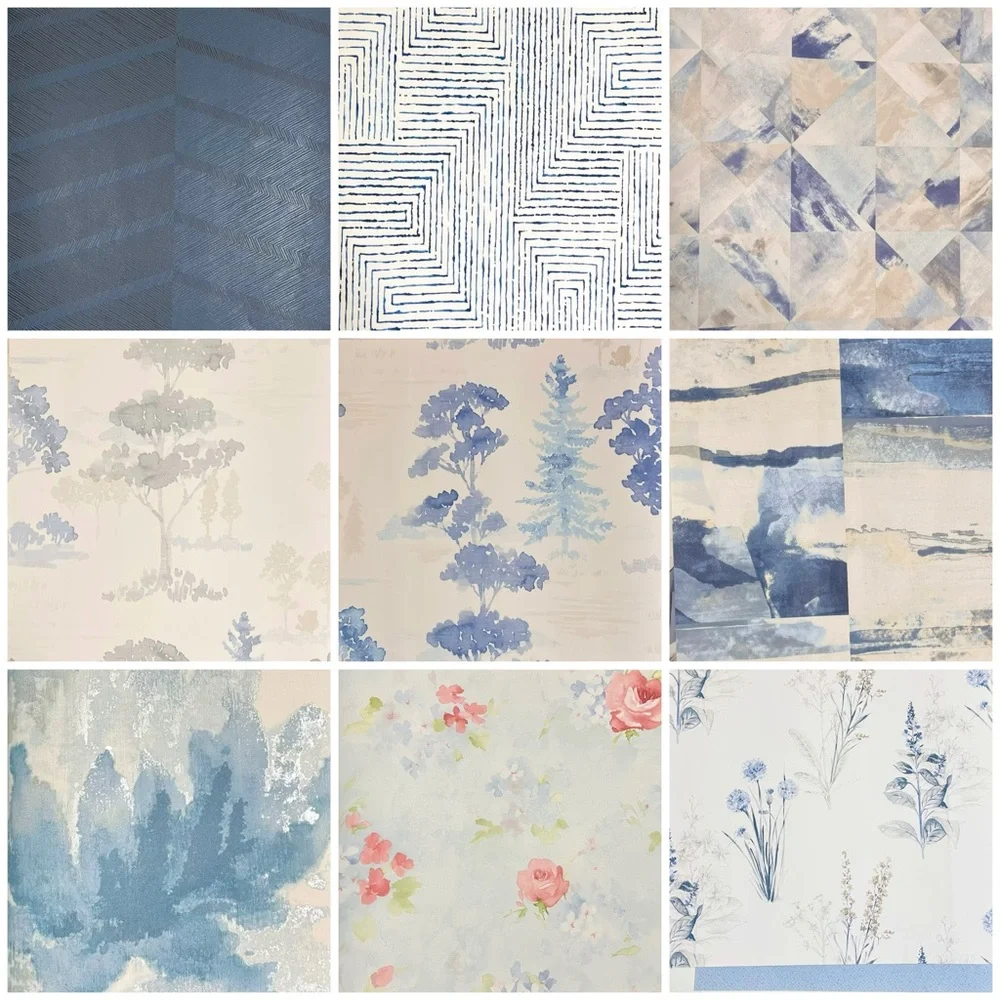 NEW 10 Large Blue Hue Themed Bundle of Assorted Crafts Wallpaper Sample Sheets